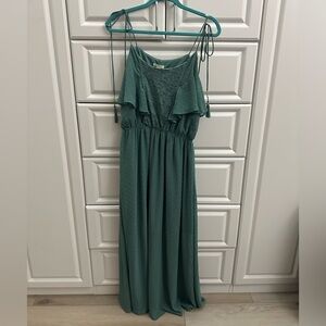 Miami teal maxi dress spaghetti strap